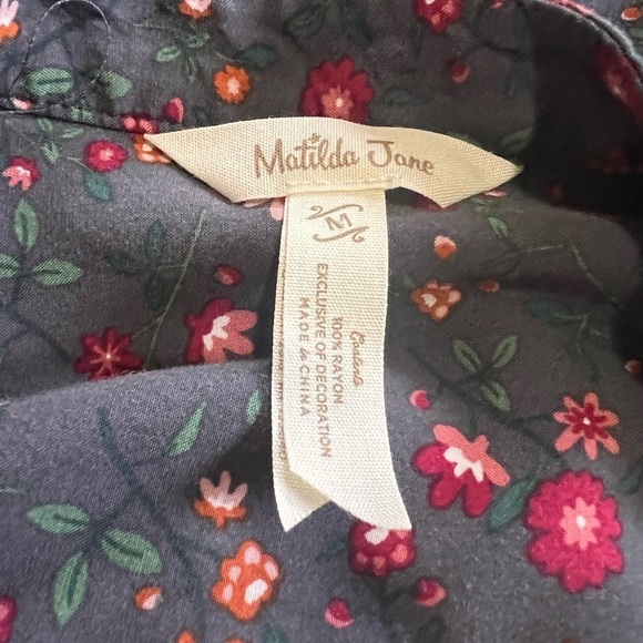 Matilda Jane Medium Floral Pleated Boho Shirt Ditsy Floral Ruffle Blue Casual - Picture 6 of 7